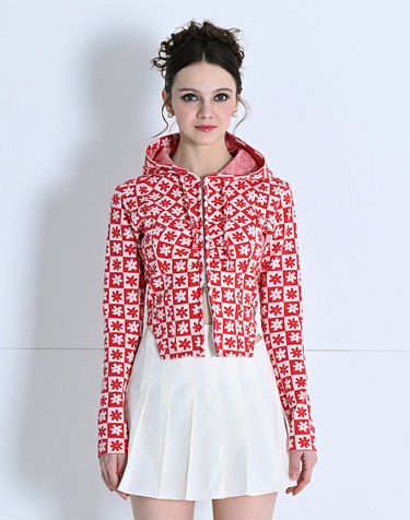 HOODED TWO-WAY ZIP-UP SWEATSHIRT RED MBDSTO001RD