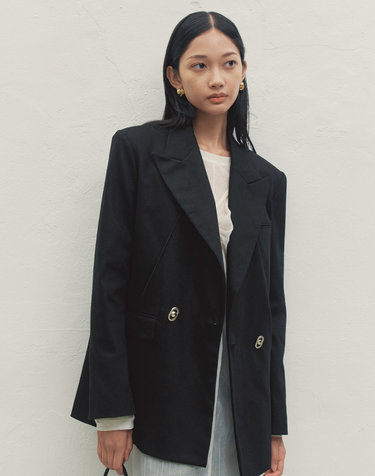 CLASSIC OVERFIT SILVER BUTTON JACKET BLACK MBDFJK002BK