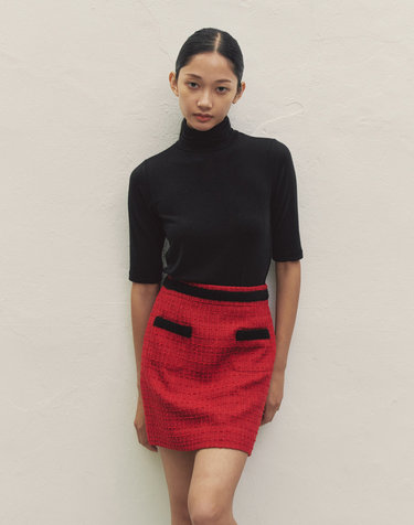 TWEED ANGORA POINT SKIRT RED MBDFSK002RD