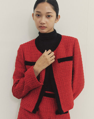 TWEED ANGORA POINT JACKET RED MBDFJK005RD