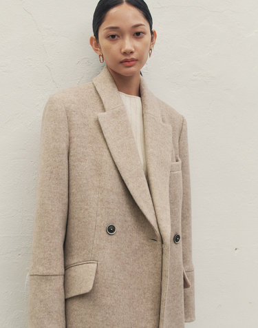 CLASSIC WOOL BLEND DOUBLE LONG COAT BEIGE MBDFCT002BE