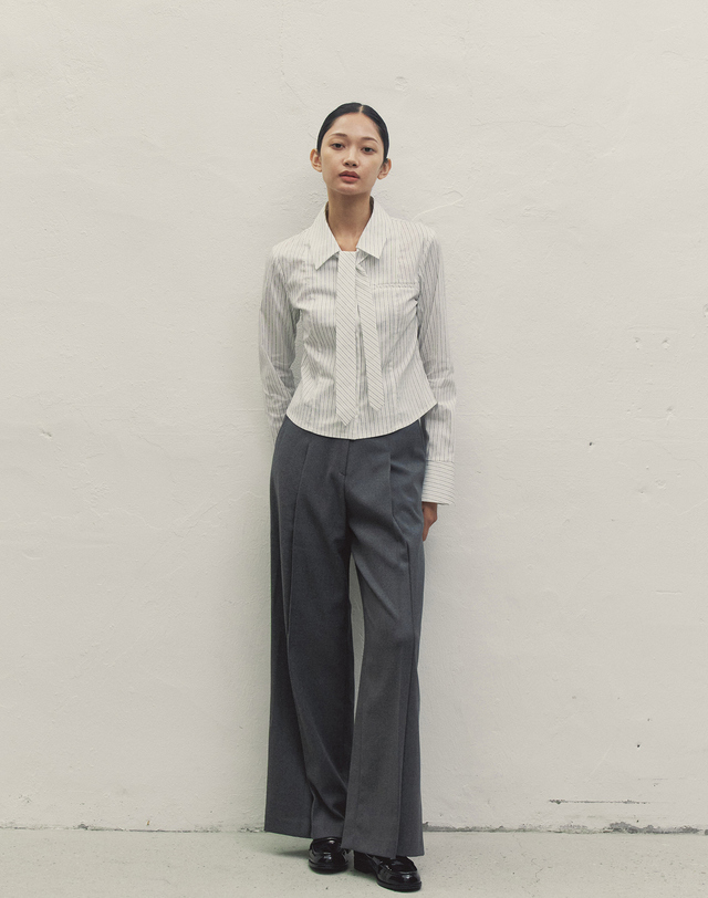 메이크어토스트 SLIM FIT TIE SHIRT STRIPE MBDFTO002ST 착용컷