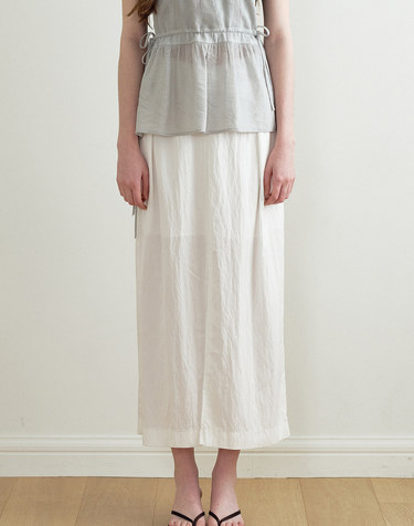 DOUBLE-BELT SLIT MAXI SKIRT (IVORY) MBFSSK003IV