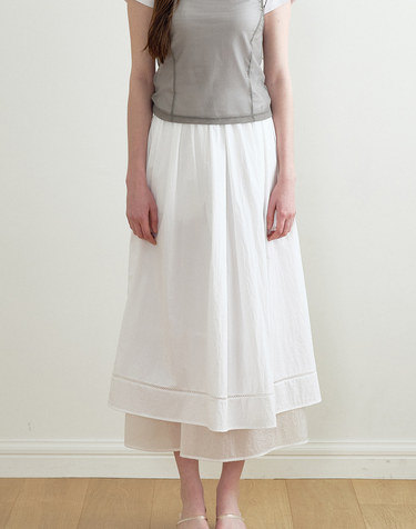 FRILL-LAYERED FULL SKIRT (IVORY) MBFSSK002IV