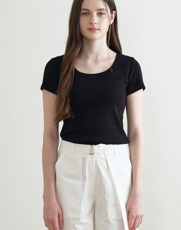 COTTON CLASSIC U-NECK T-SHIRT (BLACK) MBFSTO026BK