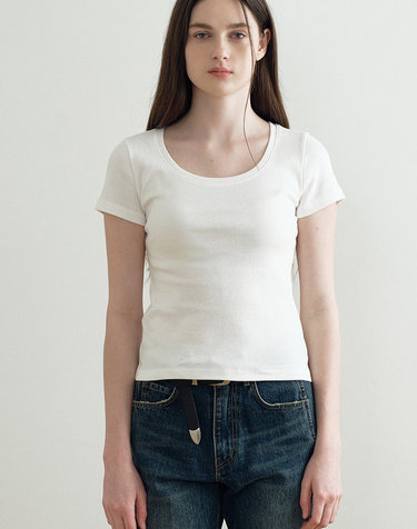 COTTON CLASSIC U-NECK T-SHIRT (IVORY) MBFSTO026IV