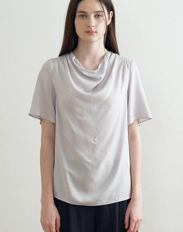 DRAPED COWL NECK BLOUSE (LILAC) MBFSTO007LC