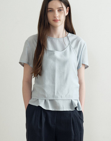 SILKY ROUND BUSTIER BLOUSE (LIGHT BLUE) MBFSTO006LB