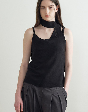 SCARF SLEEVELESS SUMMER TOP (BLACK) MBFSTO014BK
