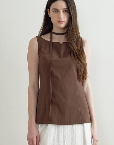 BOAT NECK HEARTLINE TOP (BROWN) MBFSTO013BR