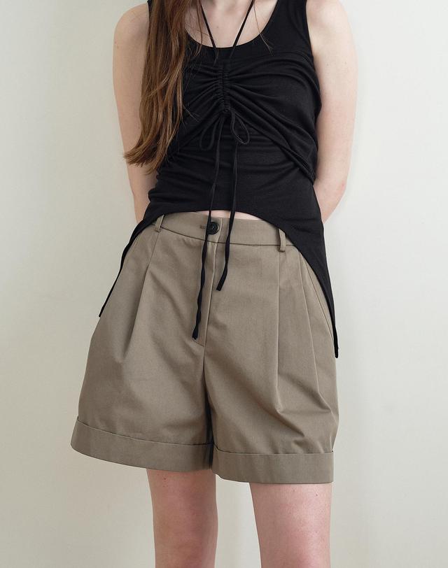 메이크어토스트 CUFFED CASUAL SHORTS (KHAKI) MBFSPA012KK 착용컷