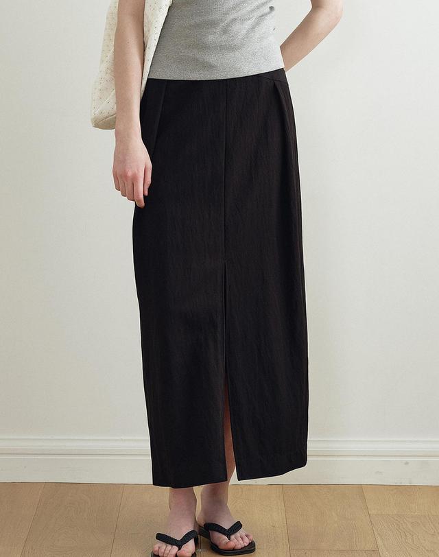 메이크어토스트 DOUBLE-BELT SLIT MAXI SKIRT (BLACK) MBFSSK003BK 착용컷