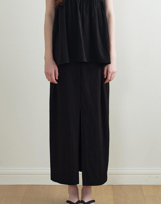 메이크어토스트 DOUBLE-BELT SLIT MAXI SKIRT (BLACK) MBFSSK003BK 착용컷