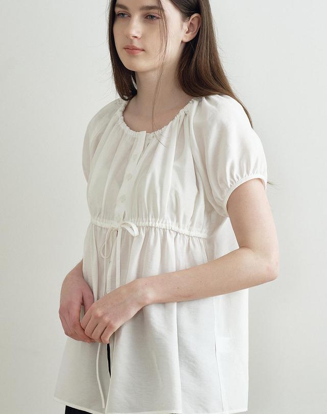 메이크어토스트 STRIPE COZY BLOUSE (WHITE) MBFSTO021WH 착용컷