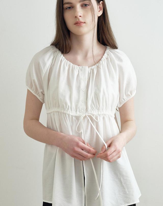 메이크어토스트 STRIPE COZY BLOUSE (WHITE) MBFSTO021WH 착용컷
