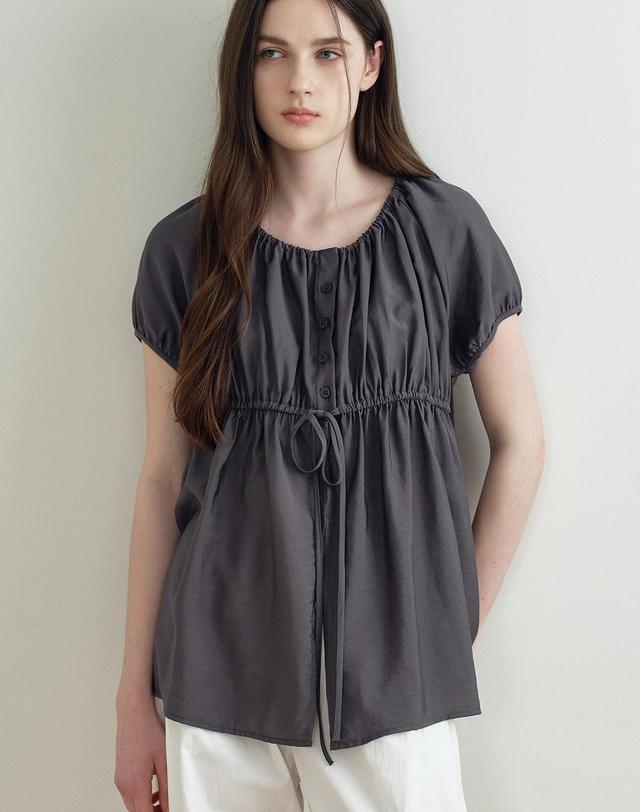 메이크어토스트 STRIPE COZY BLOUSE (DARK GRAY) MBFSTO021DG 착용컷