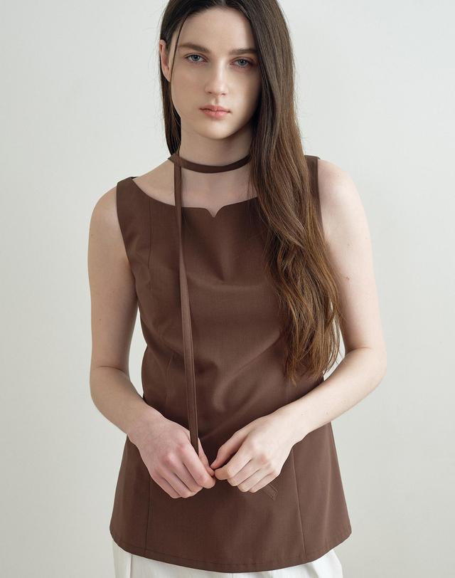 메이크어토스트 BOAT NECK HEARTLINE TOP (BROWN) MBFSTO013BR 착용컷