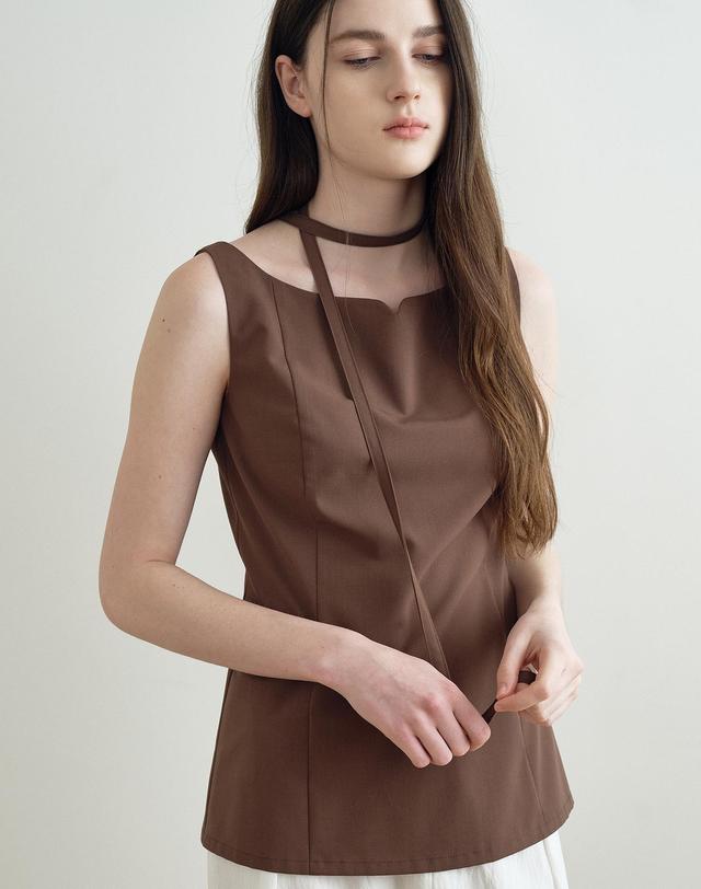 메이크어토스트 BOAT NECK HEARTLINE TOP (BROWN) MBFSTO013BR 착용컷