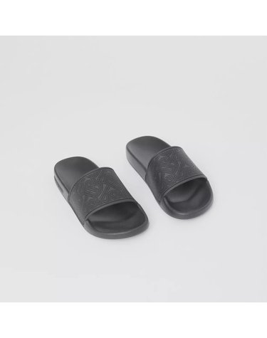 버버리키즈 버버리 키즈 퍼포레이트 모노그램 슬라이드 블랙 8040952