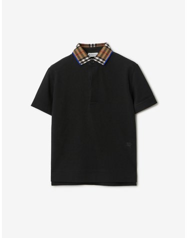 버버리 키즈 24SS 체크 칼라 폴로셔츠 블랙 8078567