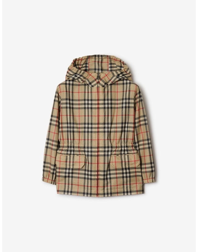 버버리키즈 버버리 키즈 24SS 체크 후드 바람막이 8078293 착용컷