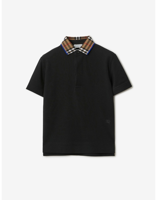 버버리키즈 버버리 키즈 24SS 체크 칼라 폴로셔츠 블랙 8078567 착용컷