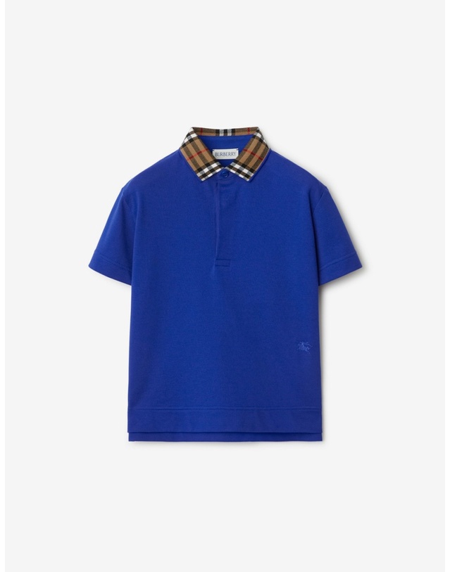 버버리키즈 버버리 키즈 24SS 체크 칼라 폴로셔츠 블루 8078567 착용컷
