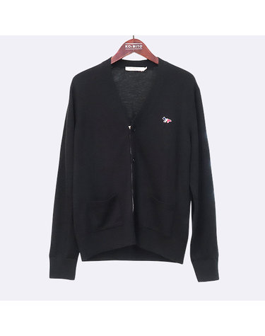 [중고]스미스마켓 메종키츠네 FU00501KT1036 블랙 울 트리컬러 폭스 가디건 - M K0018MAKI