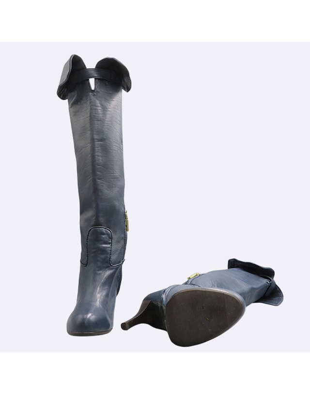 타임 [중고명품] [중고]스미스마켓 타임 네이비 레더 하이힐 롱 부츠 K2216TIM 착용컷
