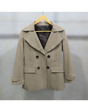 [중고]스미스마켓 타임 그레이 베이지 모 나일론 혼방 더블 단추 여성용 코트 K2155TIM