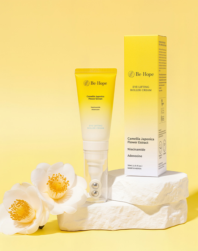 비홉 [유럽 에스테틱 아이크림] 비홉 비건 아이 리프팅 롤러 크림 30ml (마사지 롤러 일체형) 착용컷