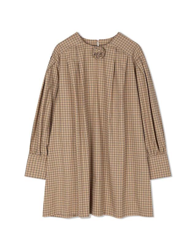 엔디에이 Check puff Mini Onepiece 베이지 착용컷