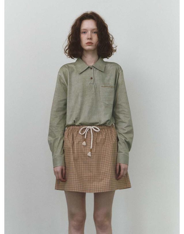 엔디에이 Check String Skirt 브라운 착용컷