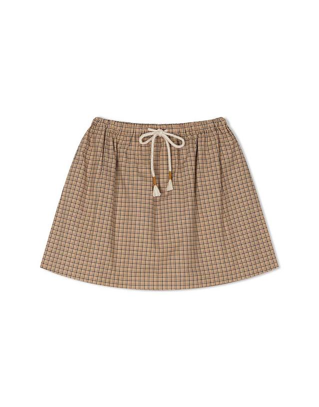 엔디에이 Check String Skirt 브라운 착용컷