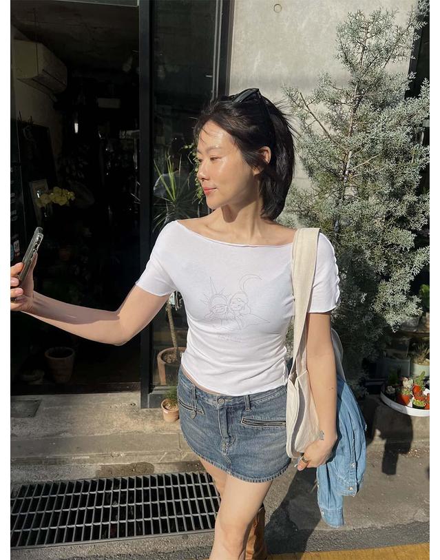 엔디에이 Sun & Moon Slim Tee_3color 화이트 착용컷