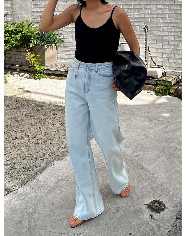 엔디에이 Wide Straight Denim Pants _ice 청록 착용컷