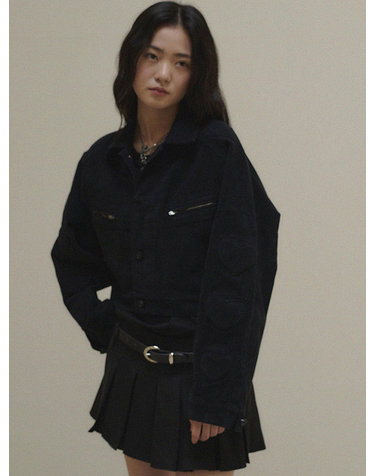 Heart Peach Jacket Black