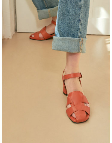 Monaco Fisherman Leather Sandals 모나코 피셔맨 샌들 - Orange Brown