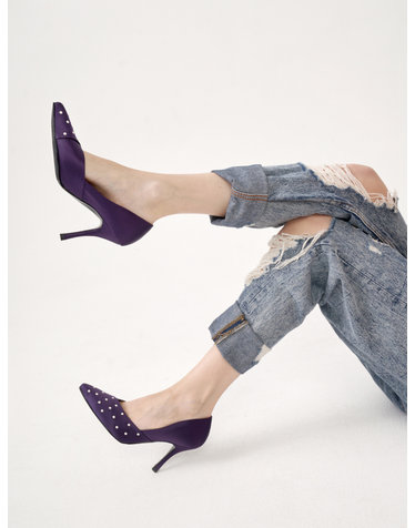 Luna Pearl on the Satin Stilettoes 루나 펄 온더 사틴 스틸레토 5 7 9cm - Purple