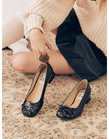 Petite Quilted Ribbon Pumps 쁘띠뜨 퀼팅 리본 펌프스 - Peaerl Black