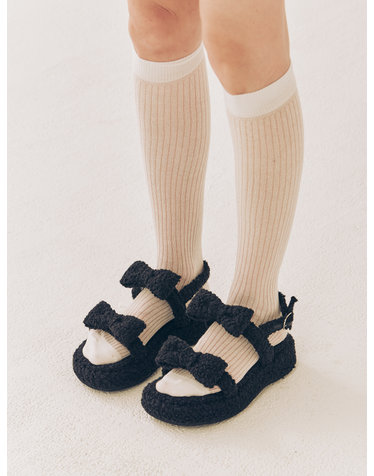 Piona Fur Platform Sandals 피오나 퍼 플랫폼 샌들 - Puddle Black