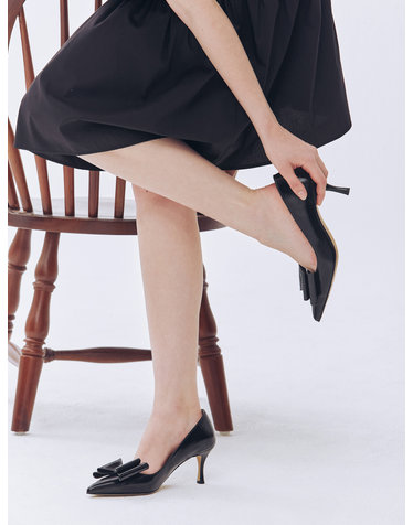 Fantasie Big Ribbon Pumps 판타지 빅 리본 펌프스 - Pearl Black