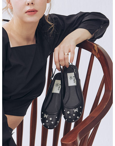 Raindrop Bk Strap Flat Sandal 레인드롭 플랫 샌들 - Noir Black
