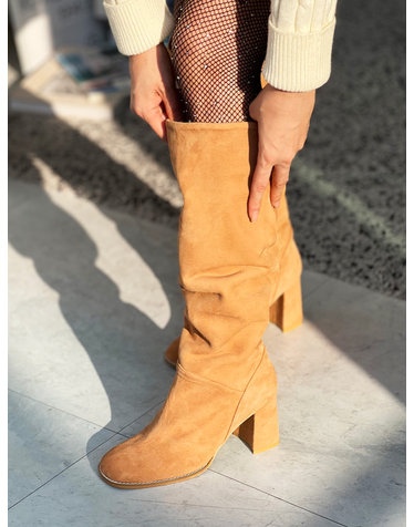 Suede Pop Long Boots 스웨이드 팝 롱부츠 - Camel Brown