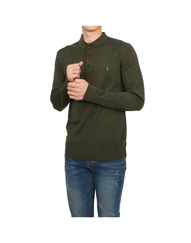 올세인츠 올세인츠 리폼 남성 카라 긴팔티셔츠 MK005D RYE GRASS GREEN ML 착용컷
