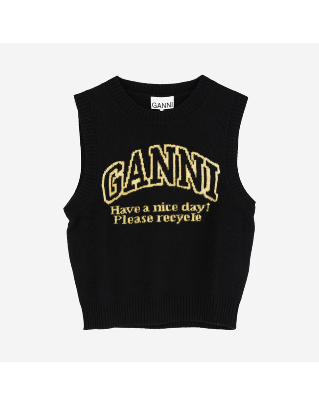 가니 [가니] 여성 블랙 GANNI 그래픽 니트 조끼 베스트(K2091 099) 착용컷