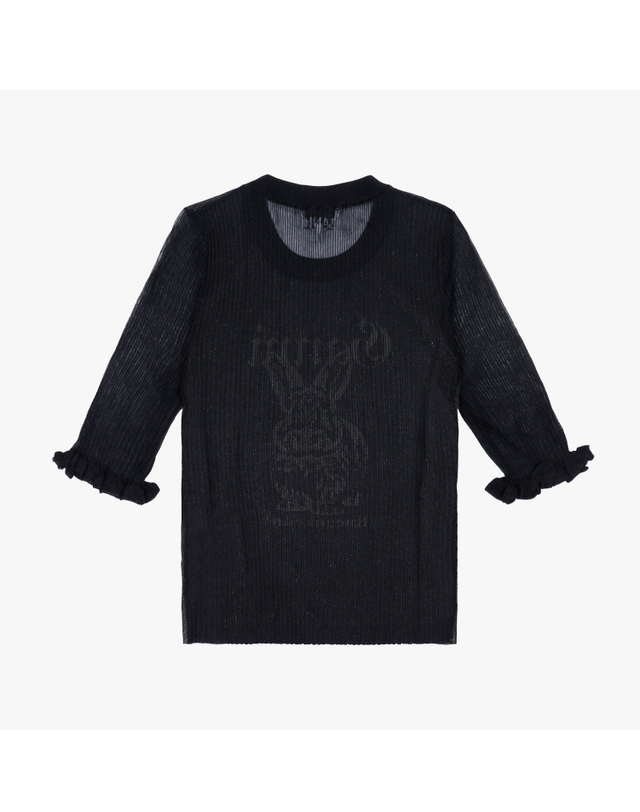 가니 [가니] 여성 Sheer Ruffle 시어 러플 반팔 티셔츠(K2479 099) 착용컷