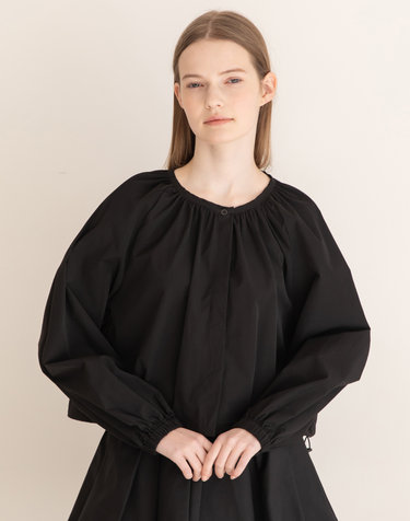 Round-neck outer blouse - Black