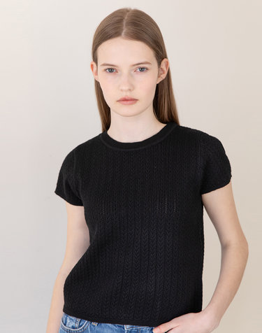 Cable crop knit - Black