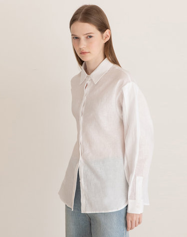 Pintuck sleeve shirt - White